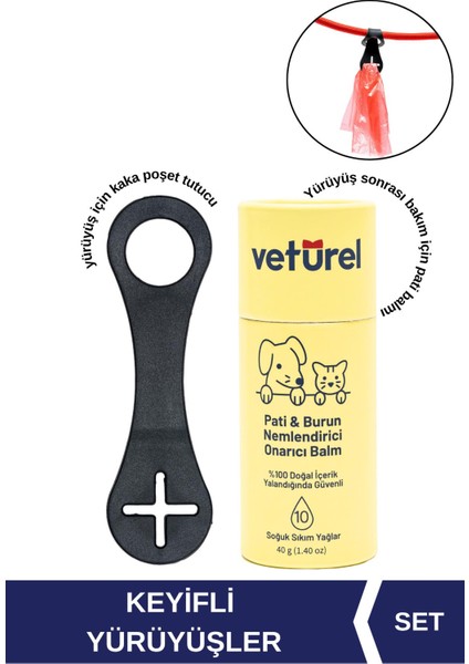 Köpek Kaka Poşeti Tutucu Silikon Aksesuar + %100 Doğal Köpek Pati Burun Nemlendirici Balm Stick 40GR