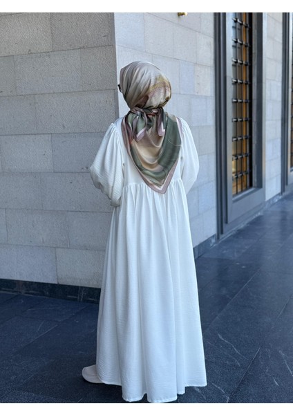 Pamuklu Amber Desen Eşarp-Haki