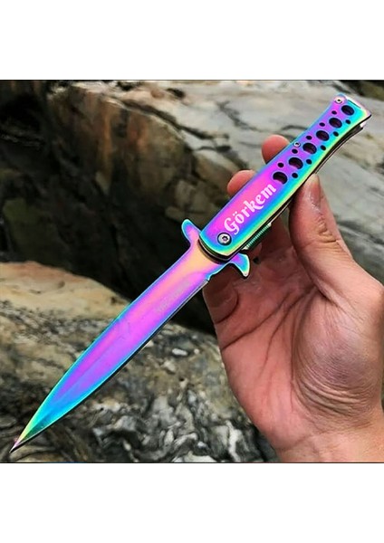 Kişiye Özel Isimli Columbia 1111-GK 23 cm Isim Baskılı Columbia Tac Force Ti-Lite Gökkuşağı Çakı