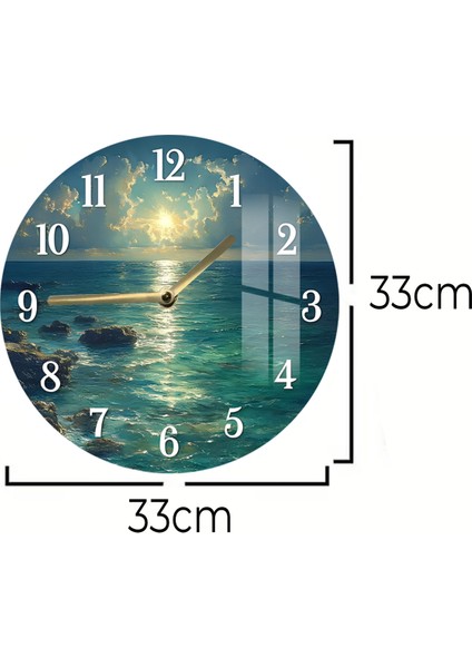 Doğanın Huzurunu Evine Taşı! 3D Görünümlü Temperli Cam Saat – 33 cm CSDW427