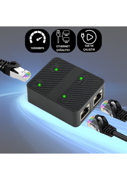 1000 Mbps Ethernet Çoğaltıcı | Tak ve Çalıştır Ağ Bölücü Adaptör, 1gbps Ethernet Çoğaltıcı Splitter