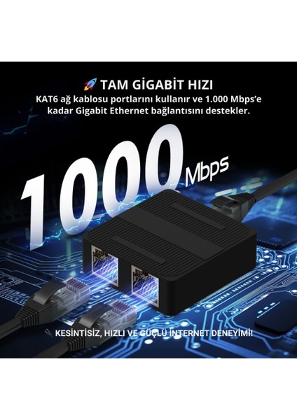 1000 Mbps Ethernet Çoğaltıcı | Tak ve Çalıştır Ağ Bölücü Adaptör, 1gbps Ethernet Çoğaltıcı Splitter fiyatları
