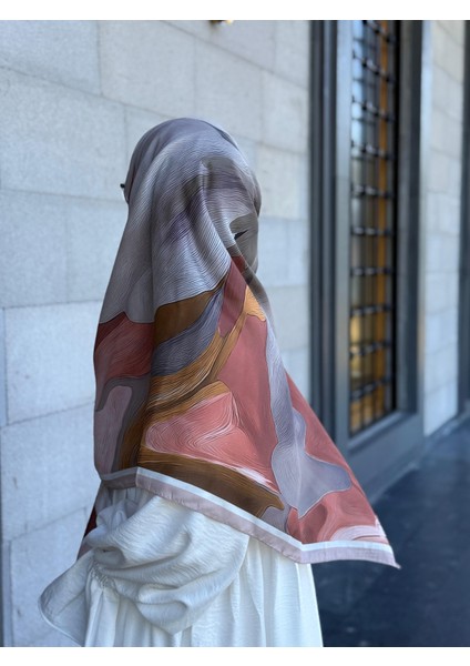 Pamuklu Amber Desen Eşarp-Somon