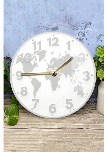 Dünya Haritası Desenli 3D Görünümlü Temperli Cam Saat – 33 cm CSDW436 modelleri