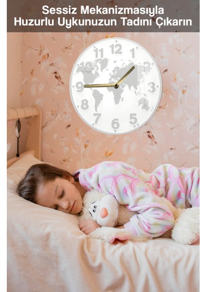 Dünya Haritası Desenli 3D Görünümlü Temperli Cam Saat – 33 cm CSDW436 fırsatları