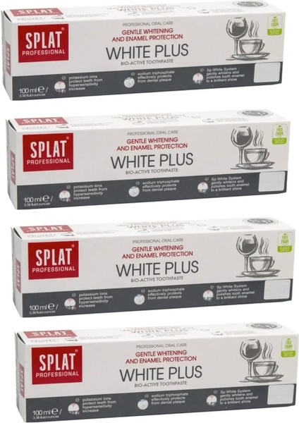 White Plus Diş Macunu 100 ml Beyazlatıcı Diş Macunu 4 Adet