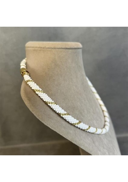 El Yapımı Sarmal Model Kum Boncuk Kolye / 22 cm modelleri