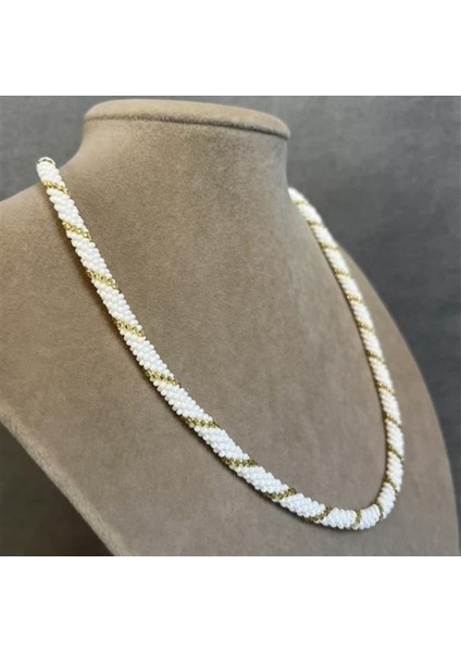 El Yapımı Sarmal Model Kum Boncuk Kolye / 22 cm fırsatları