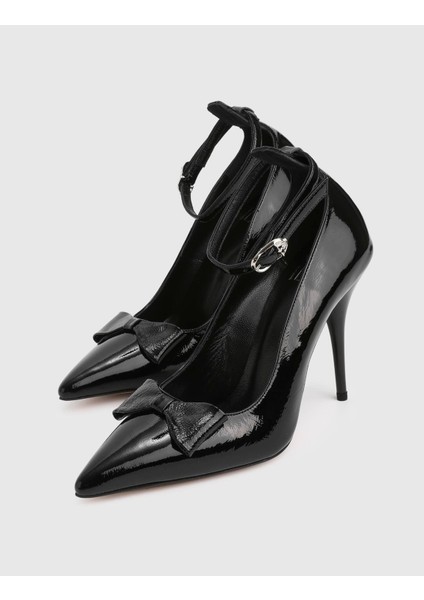 Noble Hakiki Rugan Deri Siyah Kadın Topuklu Ayakkabı fırsatları