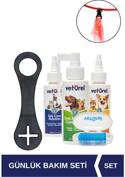 Köpek Kaka Poşeti Taşıma Aparatı + Köpek Diş Fırçası + Ağız Göz Kulak Enfeksiyon Önleyici Bakım Seti