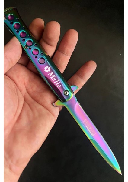 Kişiye Özel Isimli Columbia 1111-GK 23 cm Minimal Çiçek Baskılı Baskılı Columbia Tac Force Ti-Lite Gökkuşağı Çakı