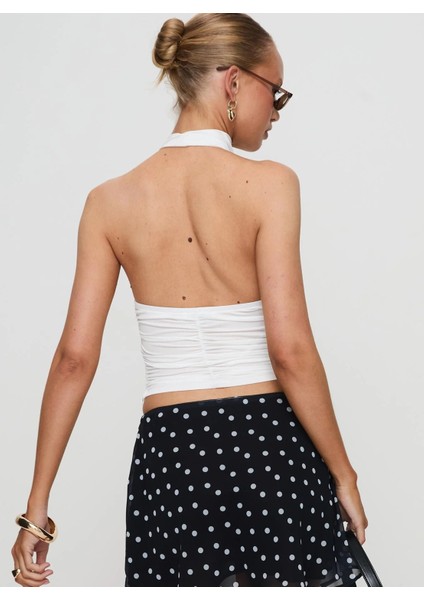 Halter Yaka Büzgülü Kısa Bluz modelleri