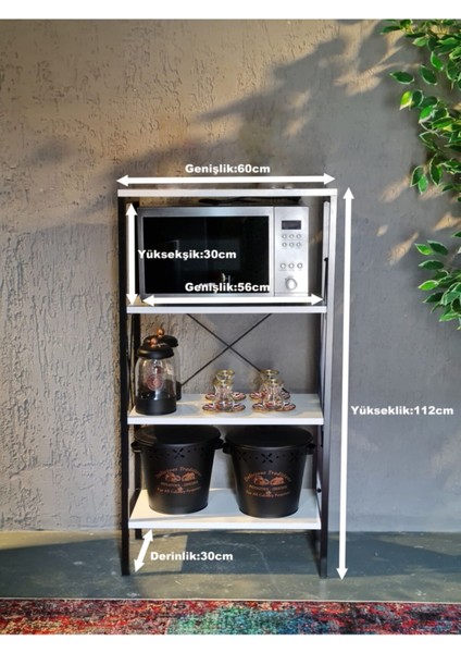 Stally 4 Katlı Suntalam Mutfak Rafı 112x60x30 cm – Modern ve Şık Tasarım, Geniş Depolama Çözümü