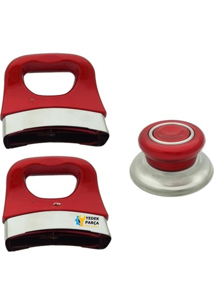 Tencere Tava ve Sahan Uygun Sap Kulp Tutamak Kulbu Seti 3 Lü Kırmızı