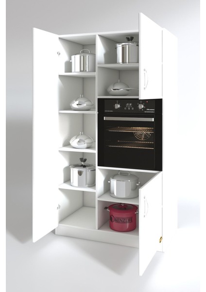 Kenzlife Suntalam Ankastre Fırın Dolabı 180x100x58 cm – Çok Bölmeli, Kapaklı ve Raflı Mutfak Dolap Ünitesi