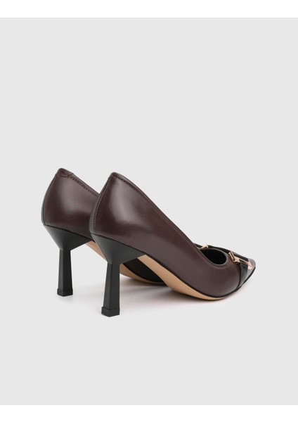 Lizone Hakiki Deri Kahverengi Kadın Topuklu Ayakkabı fırsatları