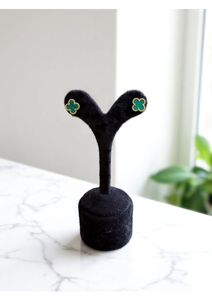 Sarı Yeşil Yonca Paslanmaz Çelik Küpe CNS101-4