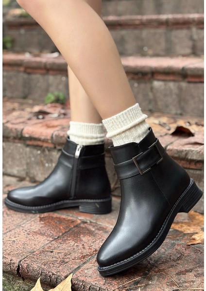 Dawin Siyah Cilt Topuklu Bot