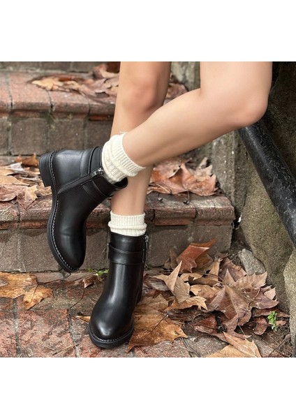 Dawin Siyah Cilt Topuklu Bot