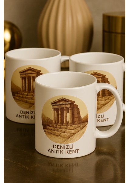 3 Lü Paket Şehir Baskı Hediyelik Porselen Kupa Bardak