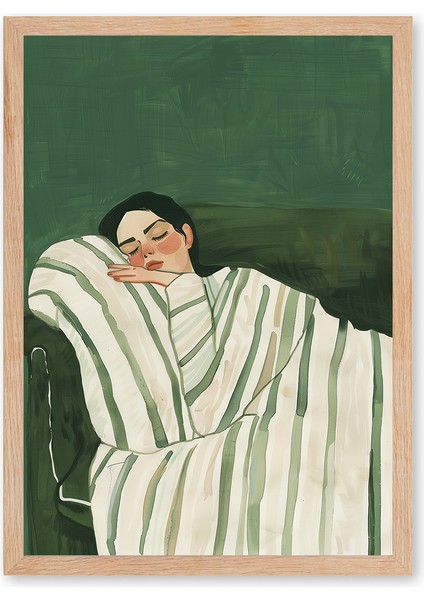 Soft Sleep - Doğal Ahşap Çerçeveli Tablo - Curated By Push fırsatları