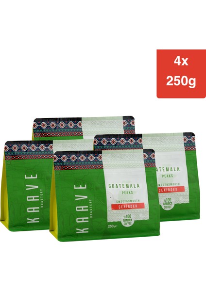 Guatemala Peaks Çekirdek Kahve 250 gr x 4 Paket
