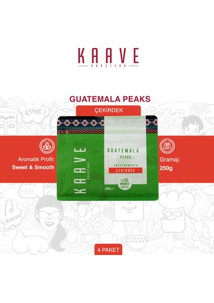 Guatemala Peaks Çekirdek Kahve 250 gr x 4 Paket fiyatları