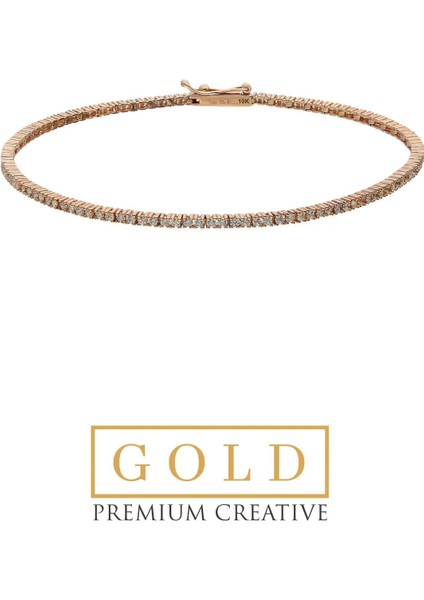 Rose Altın Sertifikalı Premium Created Taşlı Su Yolu Bileklik