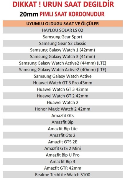 Huawei Watch Gt2 Gt3 42MM Uyumlu 20MM Silikon Yumuşak Doku Kordon Kayış modelleri
