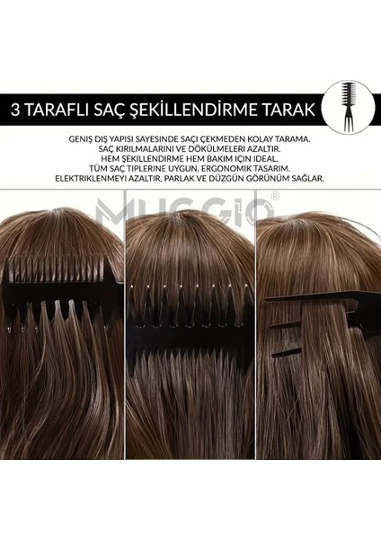 3 Taraflı Profesyonel Saç Şekillendirici Wax Tarak modelleri