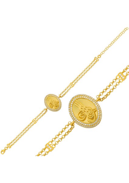 Gümüş Gold Tuğralı Bayan Bileklik