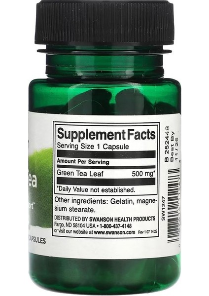 Green Tea 500 Mg 30 Kapsül.usa Vers. fiyatları