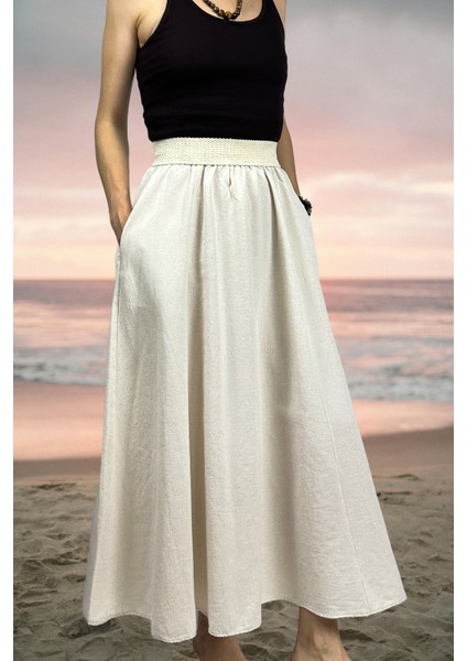 Isla Beli Güpürlü Kloş Etek