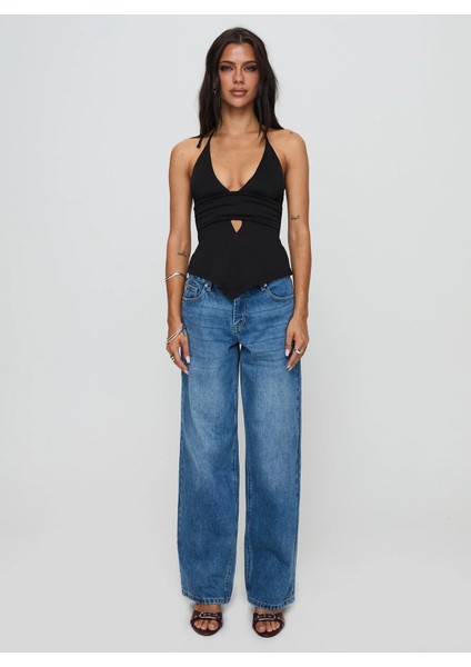 V-Yaka Bağlamalı Drapeli Beyaz Bluz