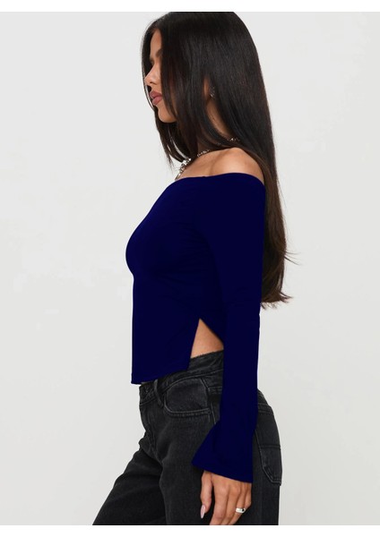 Madonna Yaka Yırtmaç Detaylı Uzun Kollu Bluz fırsatları