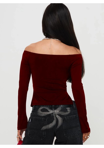 Madonna Yaka Yırtmaç Detaylı Uzun Kollu Bluz modelleri