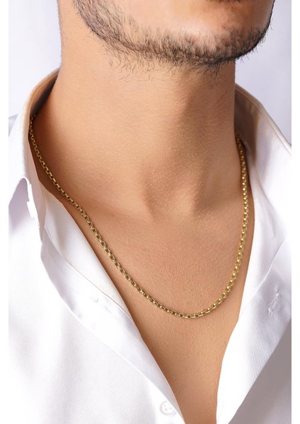 14 Ayar Altın Kare Doch Erkek Zincir Kolye