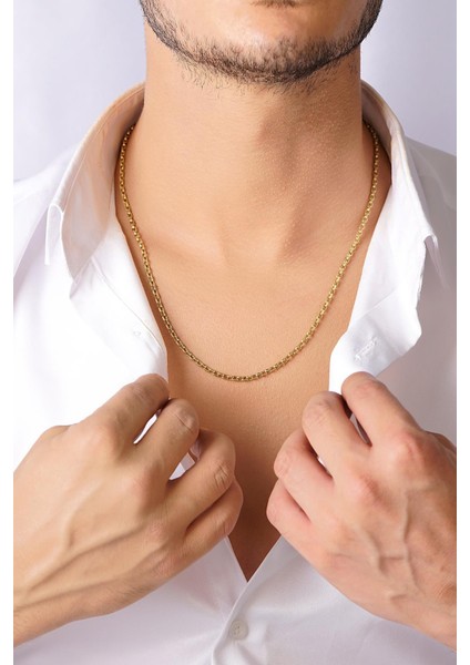 14 Ayar Altın Kare Doch Erkek Zincir Kolye modelleri