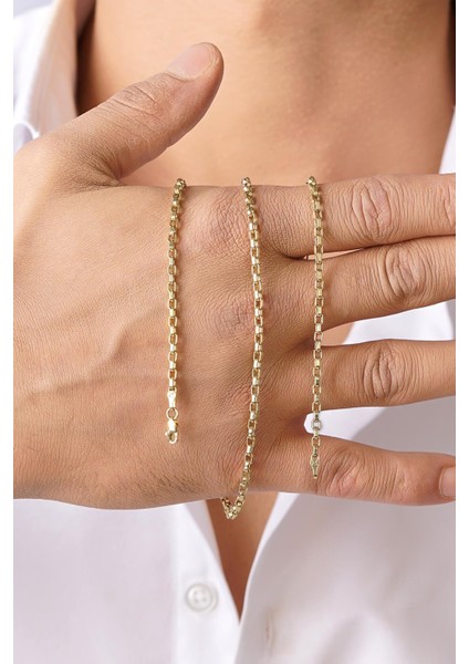 14 Ayar Altın Kare Doch Erkek Zincir Kolye indirimleri