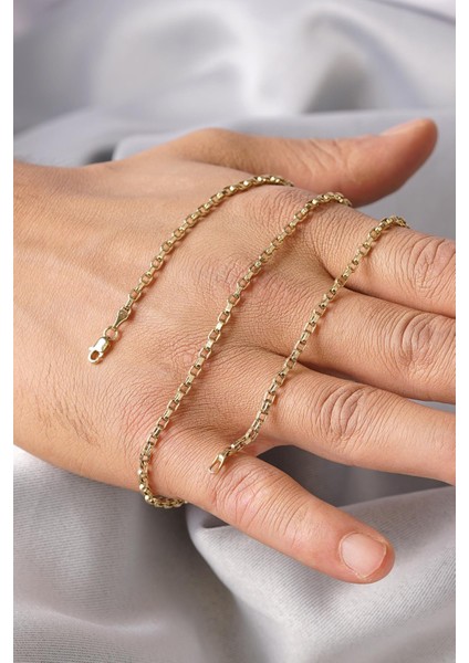 14 Ayar Altın Kare Doch Erkek Zincir Kolye