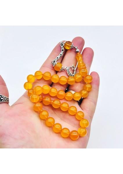 Mat Sarı Renkte Sıkma Ateş Kehribar Tesbih modelleri