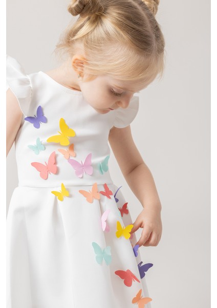 Ketbaby Kız Çocuk Pileli 3 Boyutlu Kelebekli Elbise - Koza KET001004