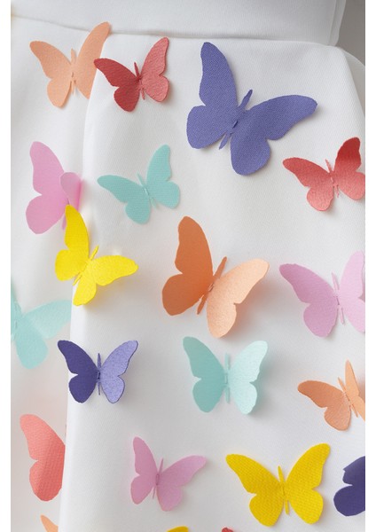 Ketbaby Kız Çocuk Pileli 3 Boyutlu Kelebekli Elbise - Koza KET001004 fiyatları