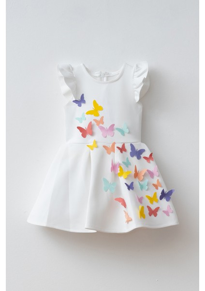 Ketbaby Kız Çocuk Pileli 3 Boyutlu Kelebekli Elbise - Koza KET001004 modelleri