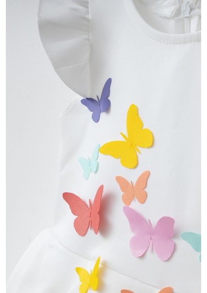 Ketbaby Kız Çocuk Pileli 3 Boyutlu Kelebekli Elbise - Koza KET001004