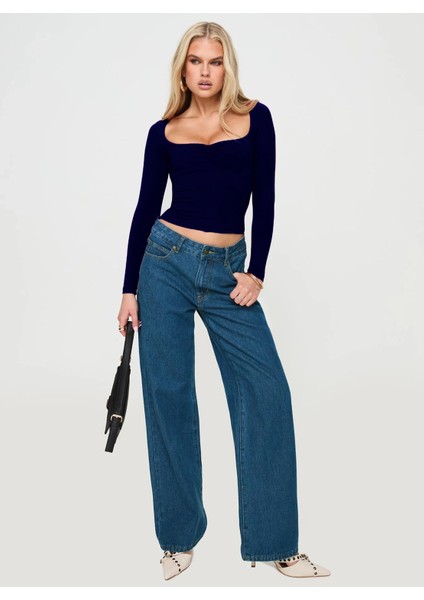 Uzun Kollu Kare Yaka Slim Fit Kadın Crop Bluz modelleri