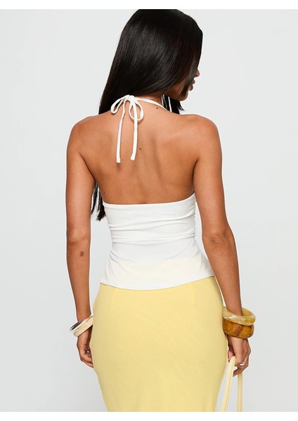 V-Yaka Bağlamalı Drapeli Beyaz Bluz indirimleri