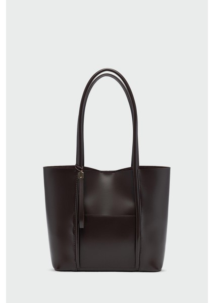 Pebbled Omuz Çantası Kahve