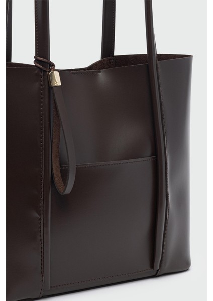 Pebbled Omuz Çantası Kahve modelleri