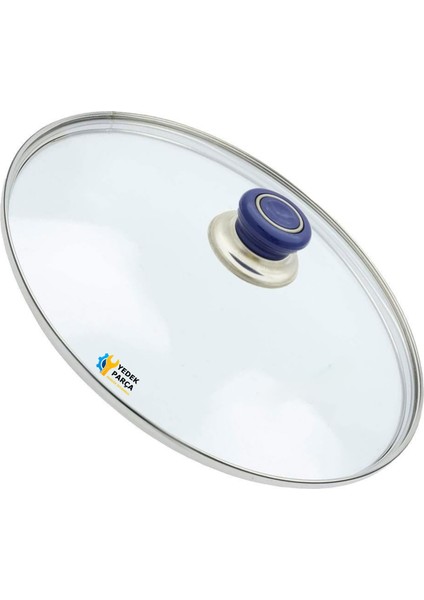 Tencere Sahan Tava Cam Kapağı Kapak 40 cm Lacivert Tutma Tepesi
